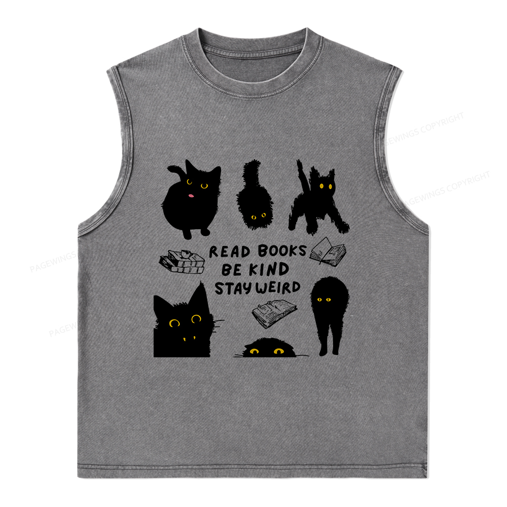 Pagewings Read Books Be Kind Stay Weird Unisex Washed Tank Top