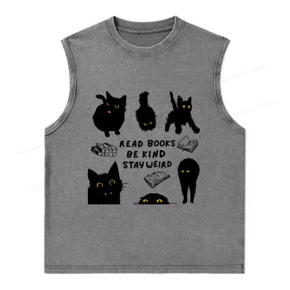 Pagewings Read Books Be Kind Stay Weird Unisex Washed Tank Top