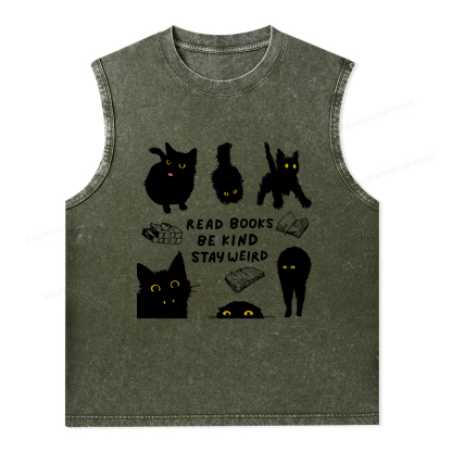 Pagewings Read Books Be Kind Stay Weird Unisex Washed Tank Top
