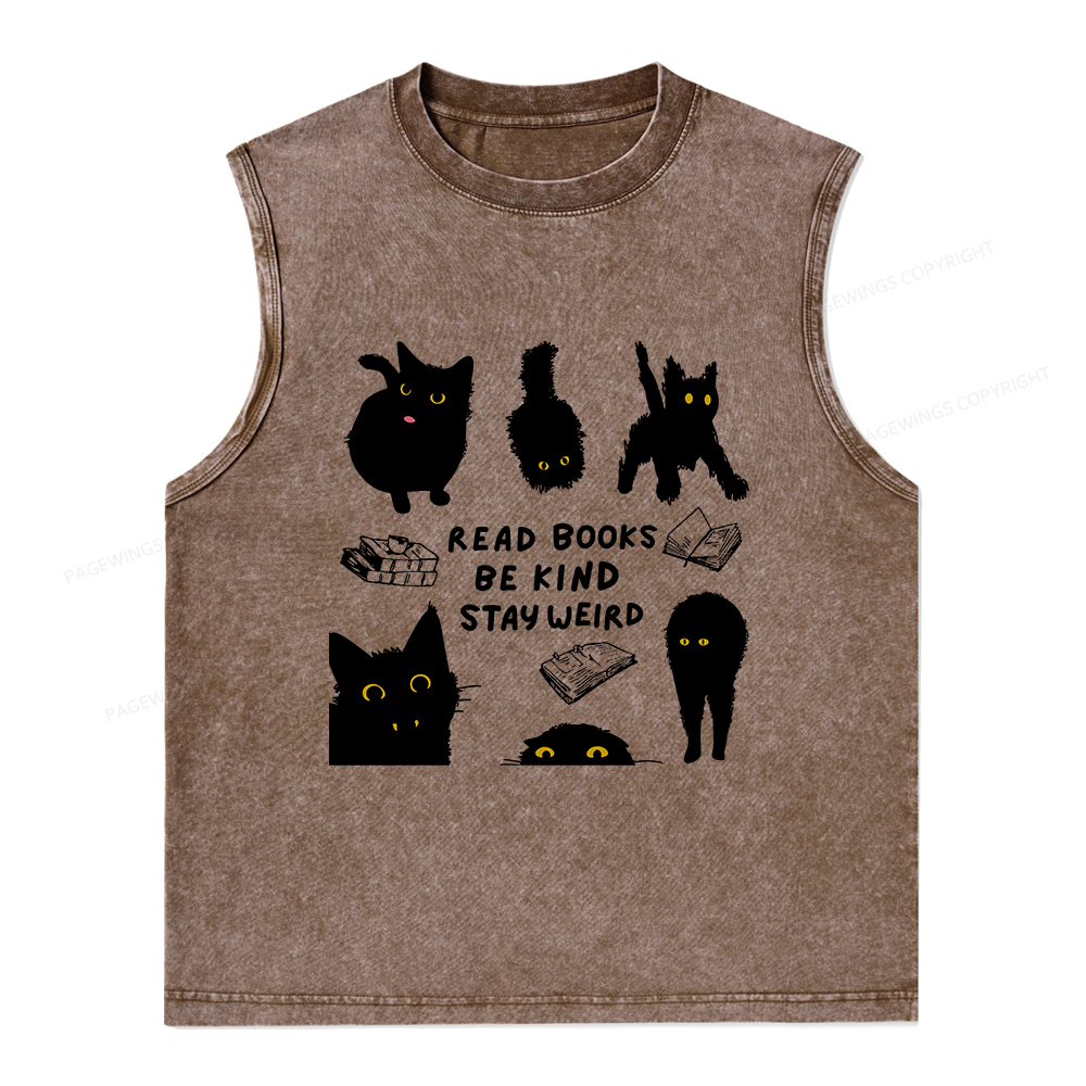 Pagewings Read Books Be Kind Stay Weird Unisex Washed Tank Top