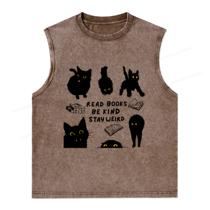 Pagewings Read Books Be Kind Stay Weird Unisex Washed Tank Top