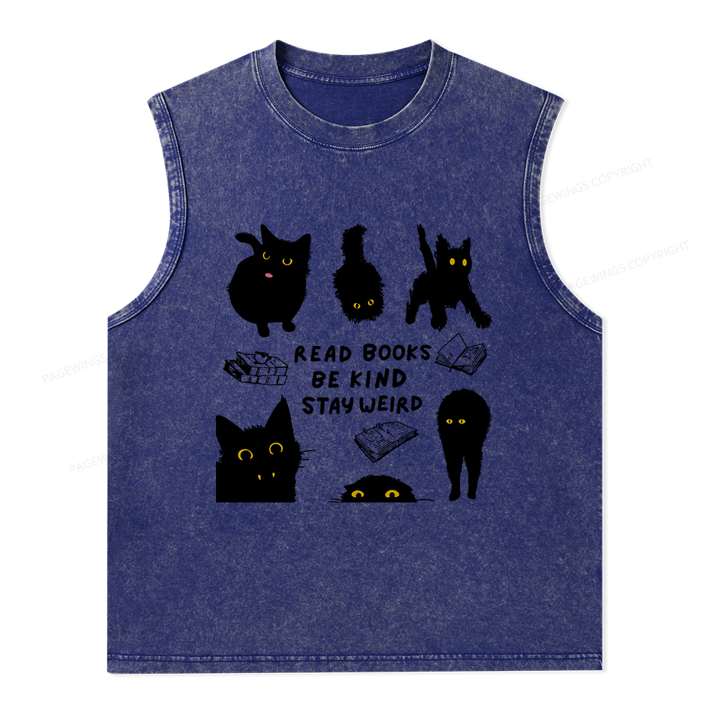 Pagewings Read Books Be Kind Stay Weird Unisex Washed Tank Top