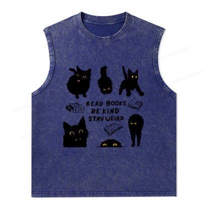 Pagewings Read Books Be Kind Stay Weird Unisex Washed Tank Top