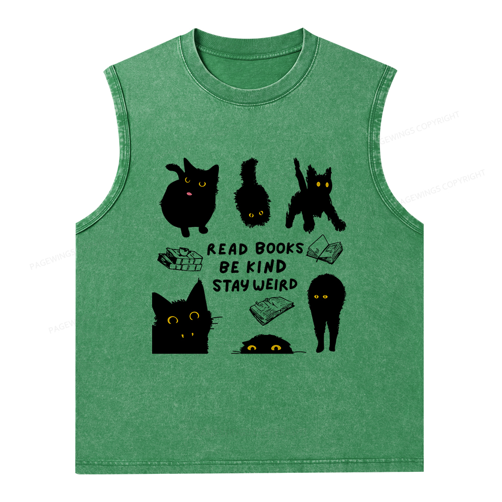 Pagewings Read Books Be Kind Stay Weird Unisex Washed Tank Top