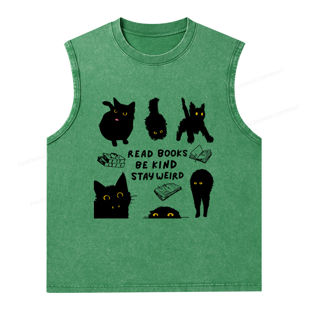 Pagewings Read Books Be Kind Stay Weird Unisex Washed Tank Top