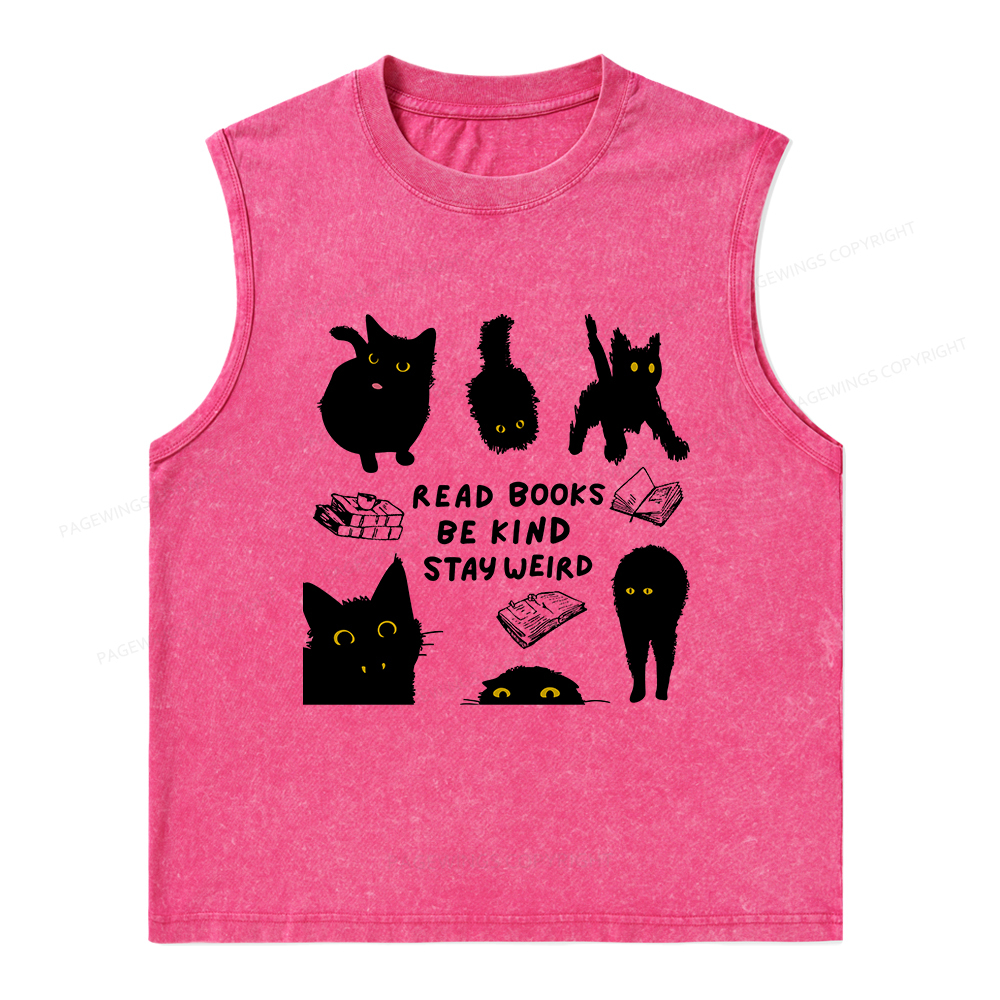 Pagewings Read Books Be Kind Stay Weird Unisex Washed Tank Top