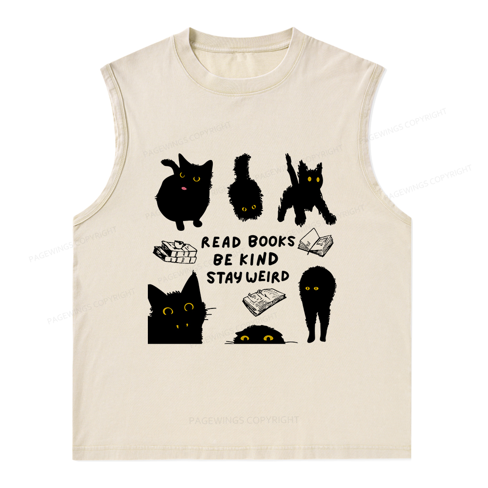 Pagewings Read Books Be Kind Stay Weird Unisex Washed Tank Top
