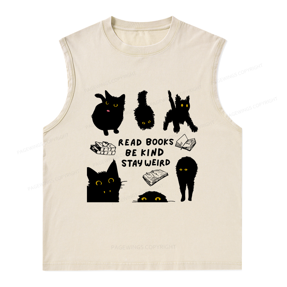 Pagewings Read Books Be Kind Stay Weird Unisex Washed Tank Top