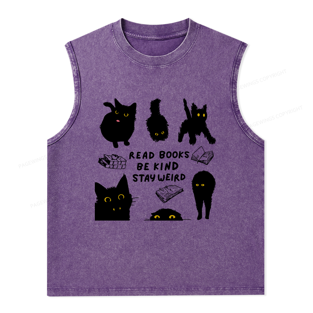 Pagewings Read Books Be Kind Stay Weird Unisex Washed Tank Top