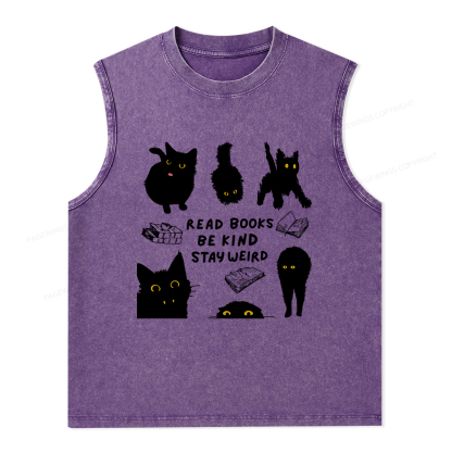 Pagewings Read Books Be Kind Stay Weird Unisex Washed Tank Top