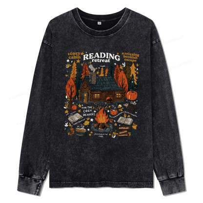 Pagewings Reading Retreat Unisex Washed Long Sleeve T-shirt