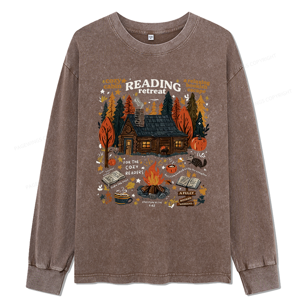 Pagewings Reading Retreat Unisex Washed Long Sleeve T-shirt