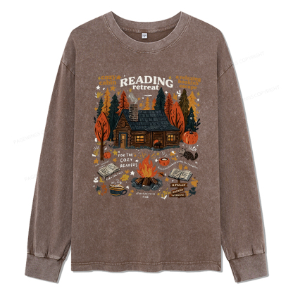 Pagewings Reading Retreat Unisex Washed Long Sleeve T-shirt