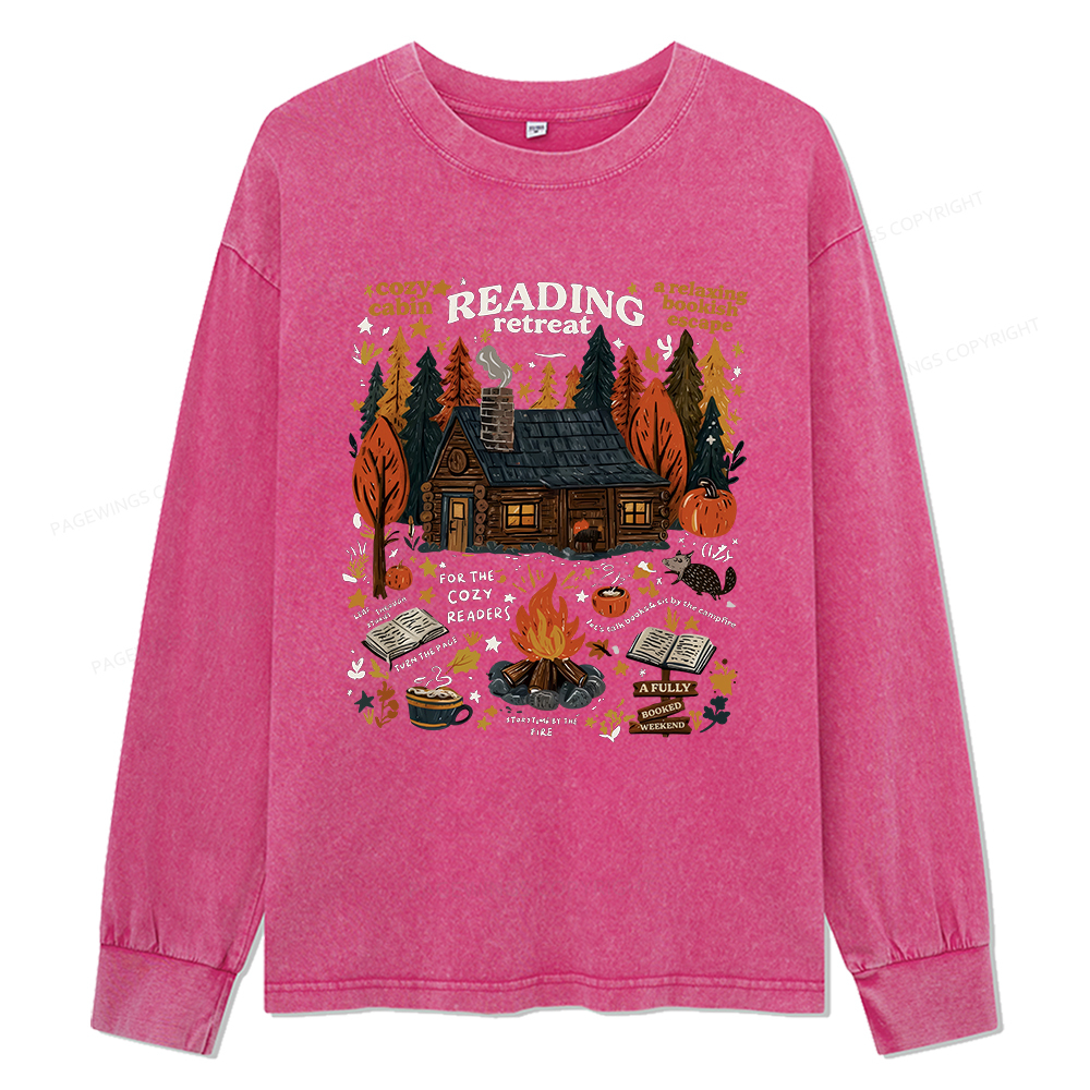 Pagewings Reading Retreat Unisex Washed Long Sleeve T-shirt