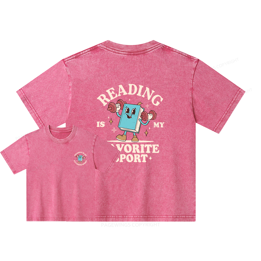 Pagewings Reading Is My Favorite Sport Unisex Kids Washed T-shirt