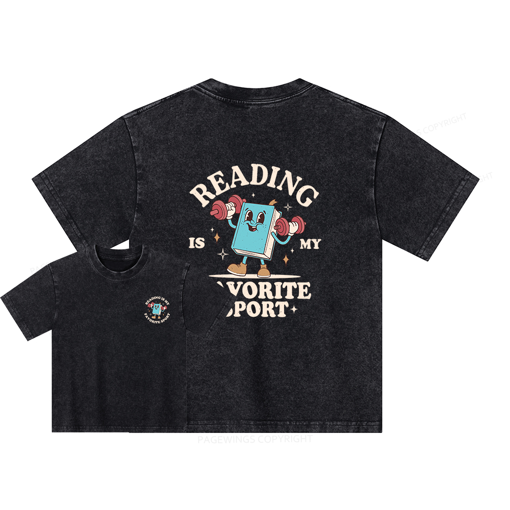 Pagewings Reading Is My Favorite Sport Unisex Kids Washed T-shirt