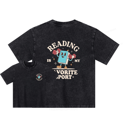 Pagewings Reading Is My Favorite Sport Unisex Kids Washed T-shirt