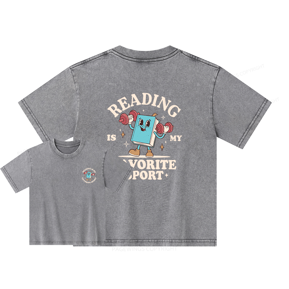 Pagewings Reading Is My Favorite Sport Unisex Kids Washed T-shirt