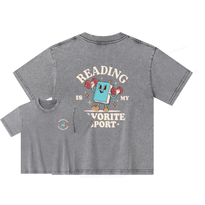 Pagewings Reading Is My Favorite Sport Unisex Kids Washed T-shirt