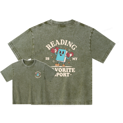 Pagewings Reading Is My Favorite Sport Unisex Kids Washed T-shirt
