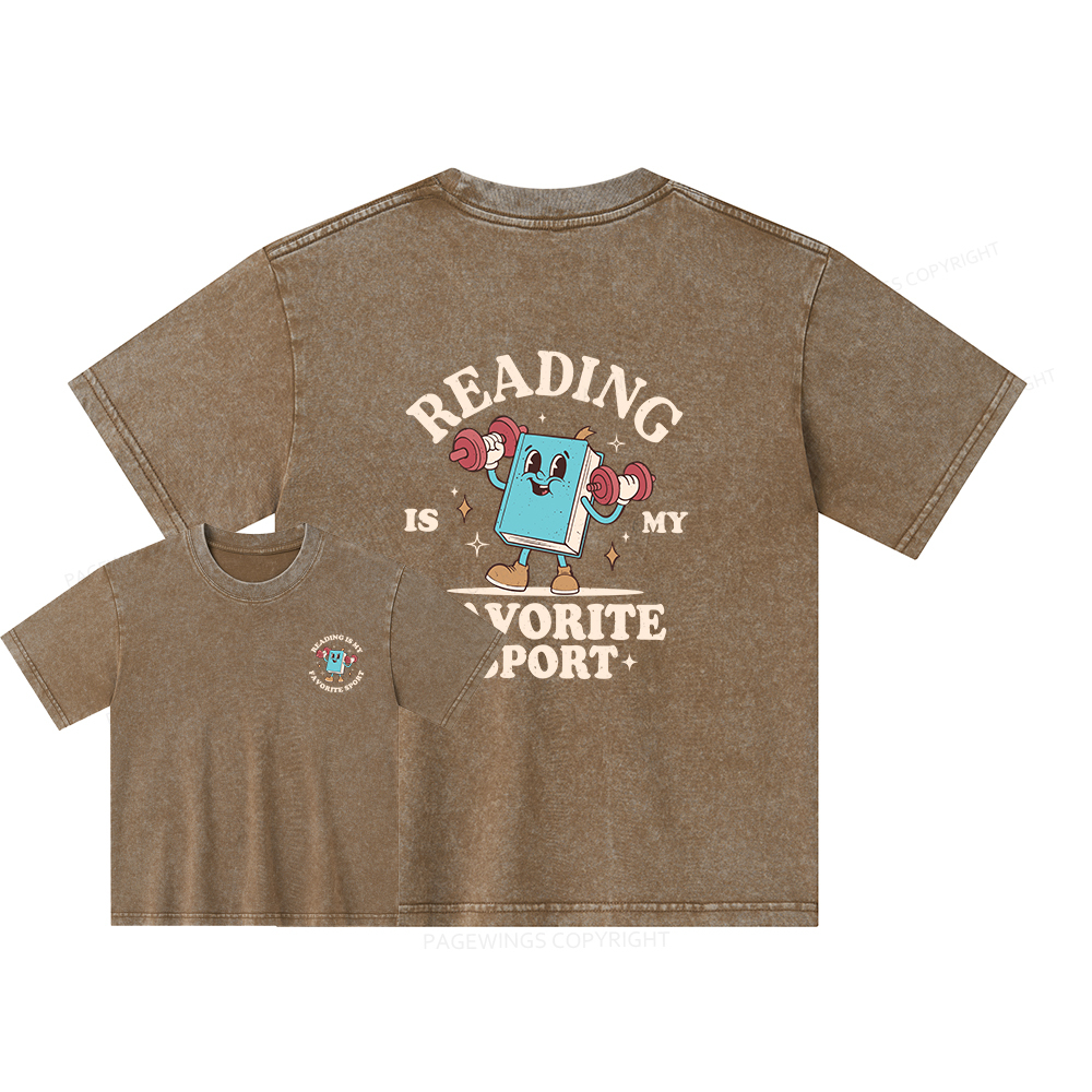 Pagewings Reading Is My Favorite Sport Unisex Kids Washed T-shirt