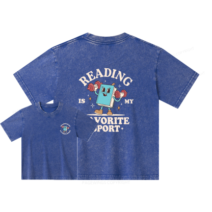 Pagewings Reading Is My Favorite Sport Unisex Kids Washed T-shirt