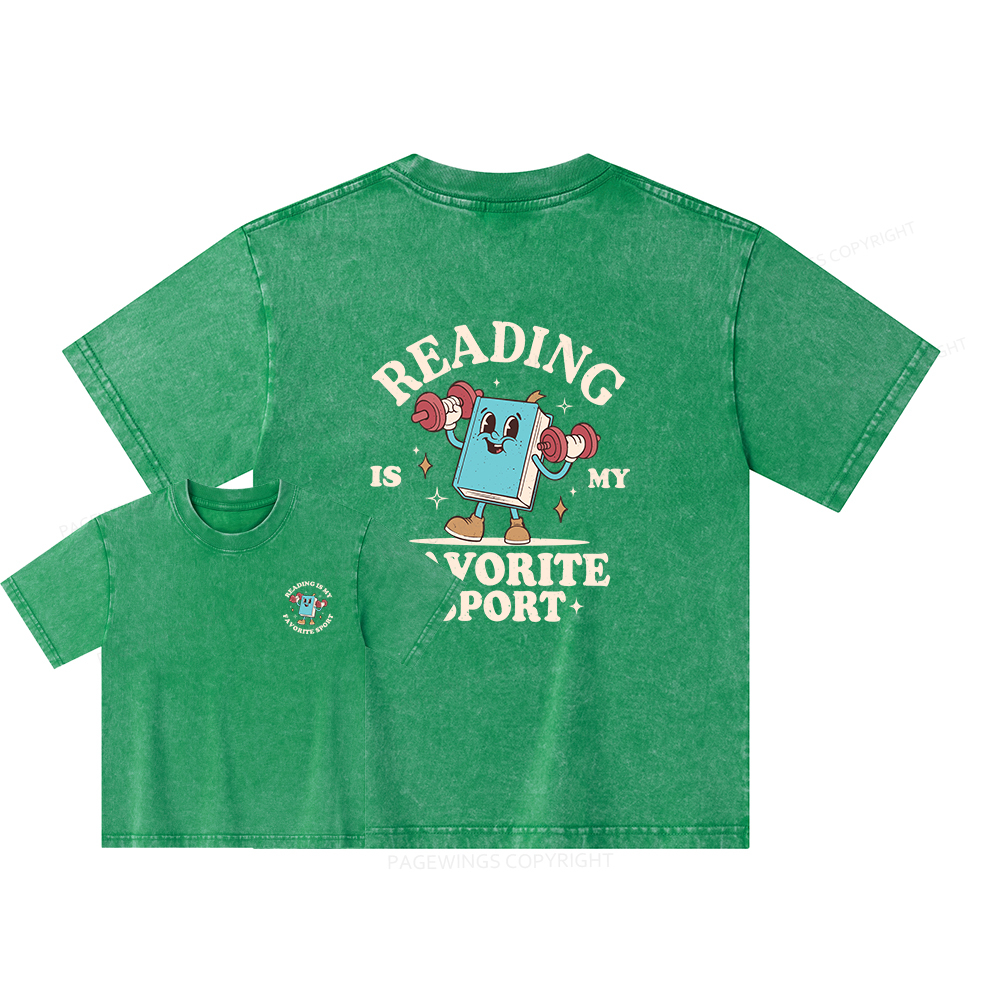 Pagewings Reading Is My Favorite Sport Unisex Kids Washed T-shirt