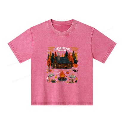Pagewings Reading Retreat Unisex Kids Washed T-shirt