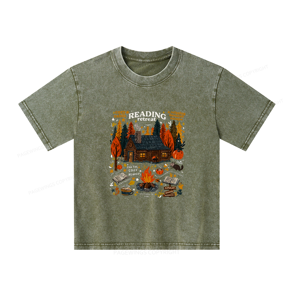 Pagewings Reading Retreat Unisex Kids Washed T-shirt