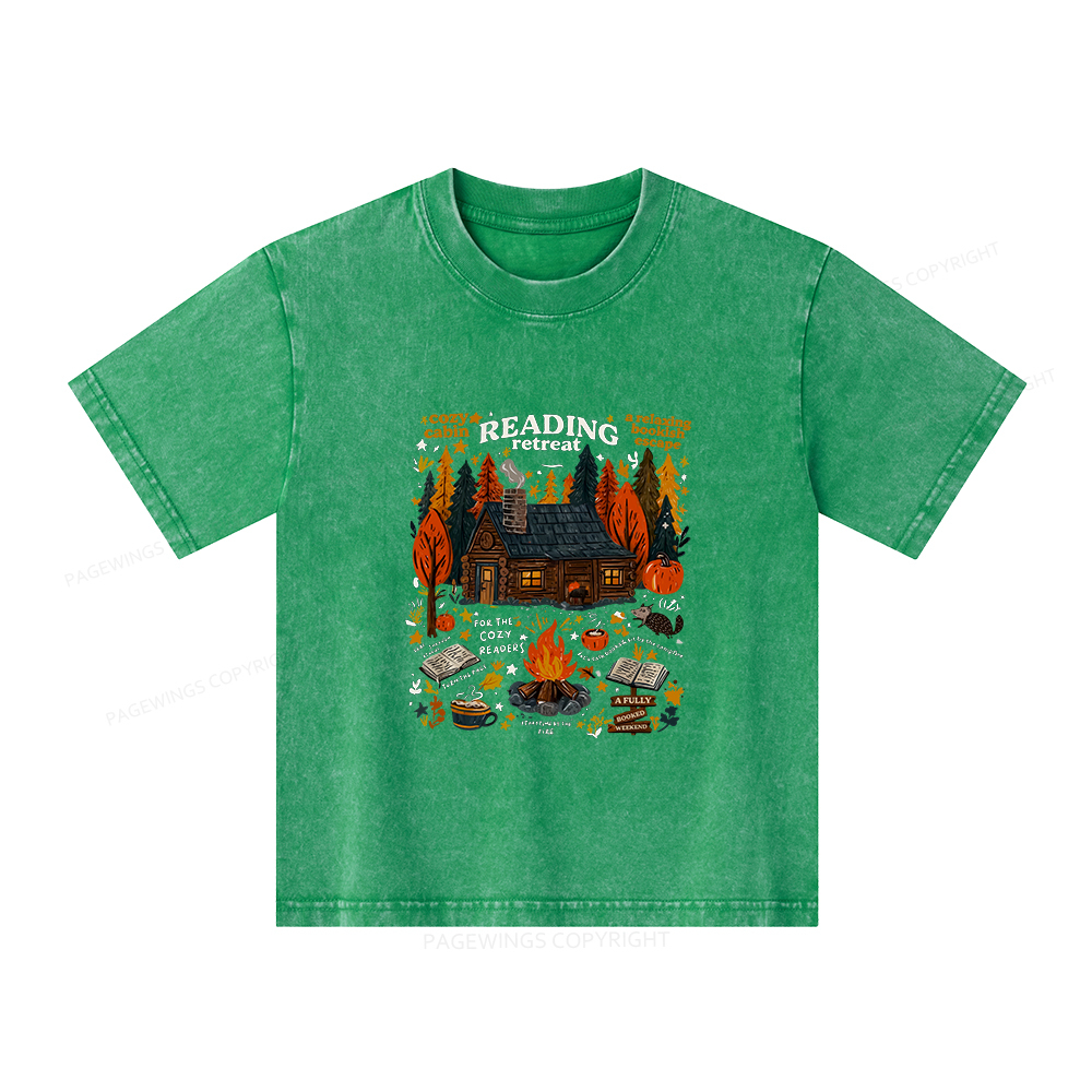 Pagewings Reading Retreat Unisex Kids Washed T-shirt