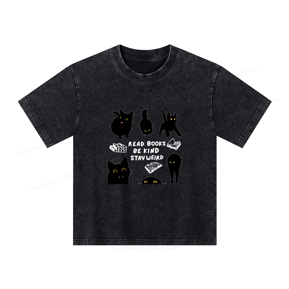 Pagewings Read Books Be Kind Stay Weird Unisex Kids Washed T-shirt
