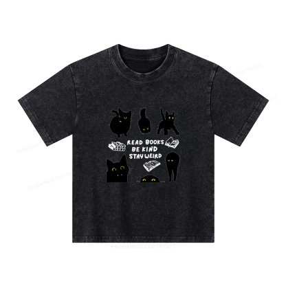 Pagewings Read Books Be Kind Stay Weird Unisex Kids Washed T-shirt