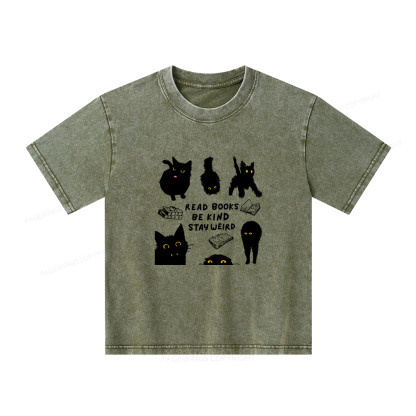 Pagewings Read Books Be Kind Stay Weird Unisex Kids Washed T-shirt