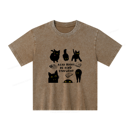 Pagewings Read Books Be Kind Stay Weird Unisex Kids Washed T-shirt
