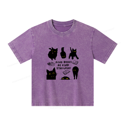 Pagewings Read Books Be Kind Stay Weird Unisex Kids Washed T-shirt