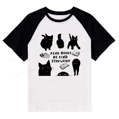 Pagewings Read Books Be Kind Stay Weird Raglan T-shirt