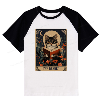 Pagewings The Reader Tarot Card Cat Raglan T-shirt
