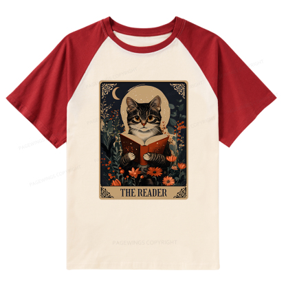 Pagewings The Reader Tarot Card Cat Raglan T-shirt