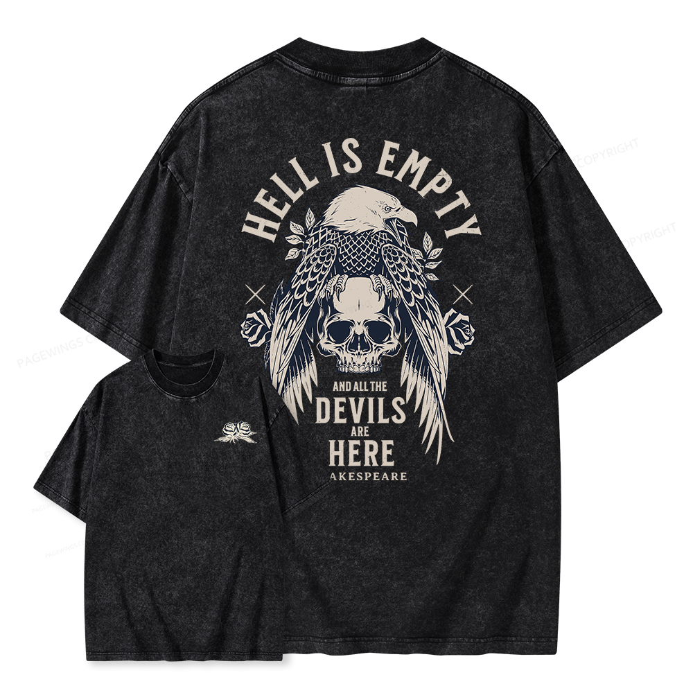 Pagewings Hell Is Empty And All The Devils Are Here Unisex Washed T-shirt