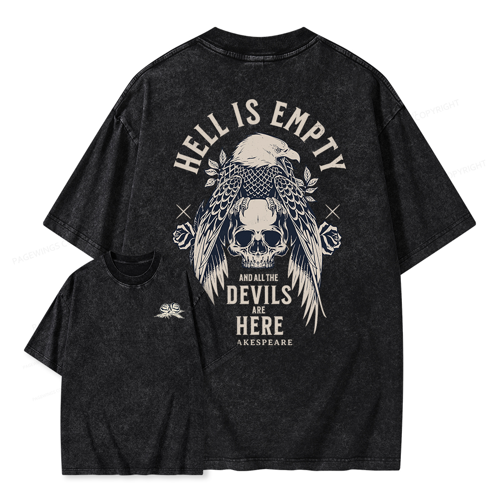 Pagewings Hell Is Empty And All The Devils Are Here Unisex Washed T-shirt