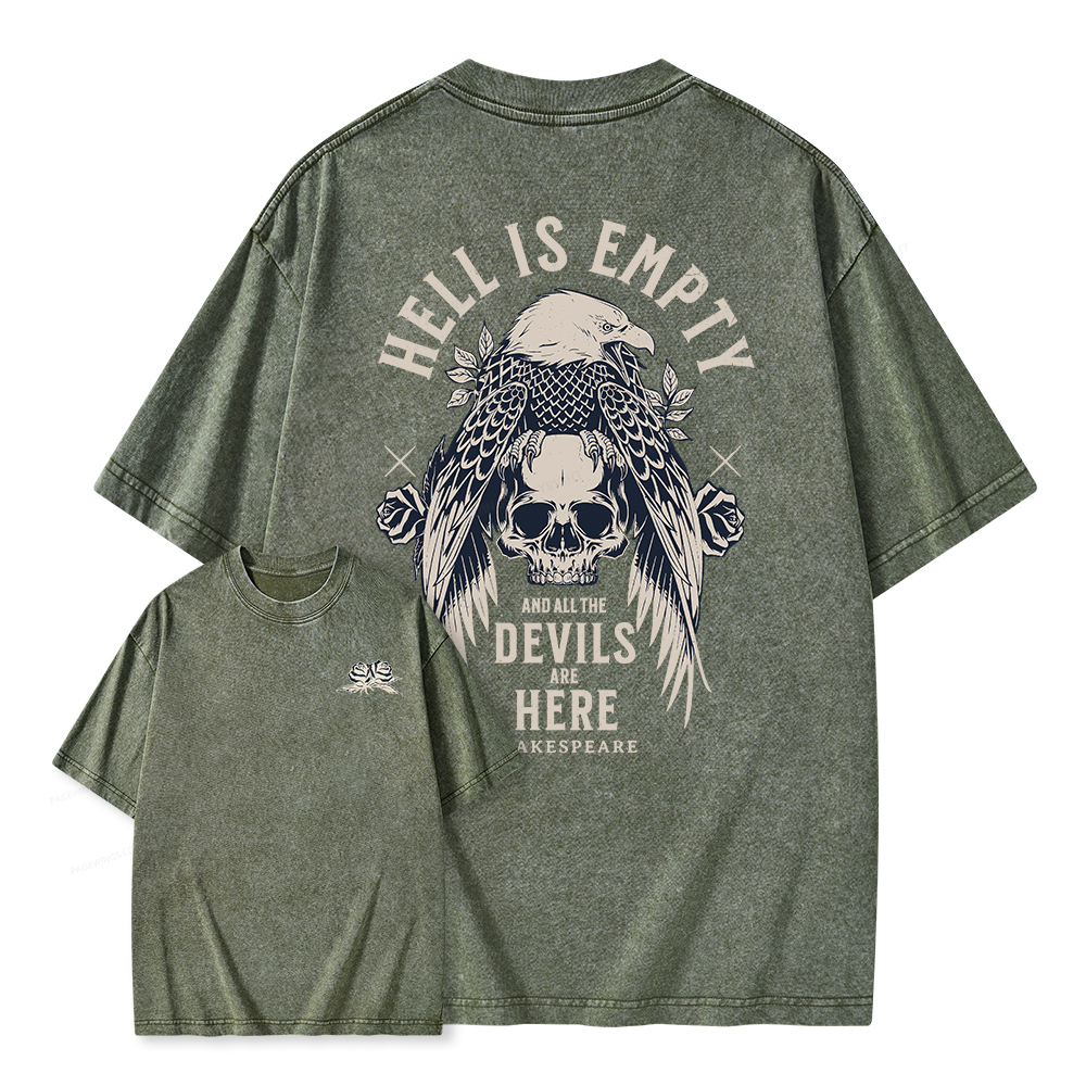 Pagewings Hell Is Empty And All The Devils Are Here Unisex Washed T-shirt