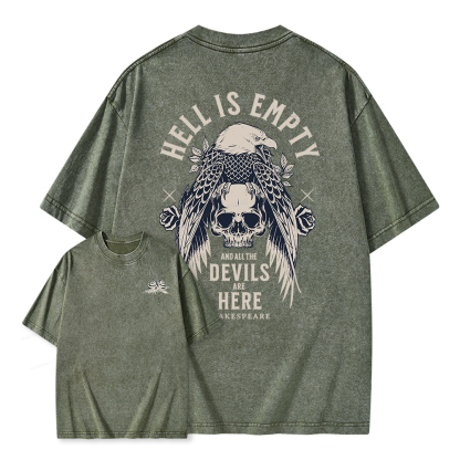 Pagewings Hell Is Empty And All The Devils Are Here Unisex Washed T-shirt
