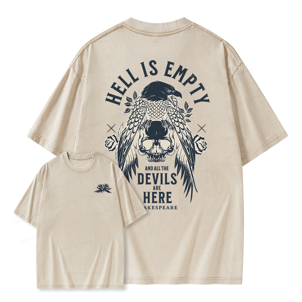 Pagewings Hell Is Empty And All The Devils Are Here Unisex Washed T-shirt