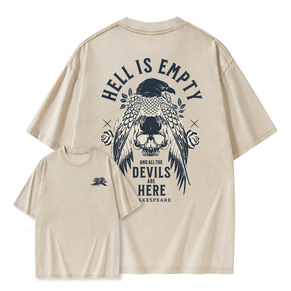 Pagewings Hell Is Empty And All The Devils Are Here Unisex Washed T-shirt