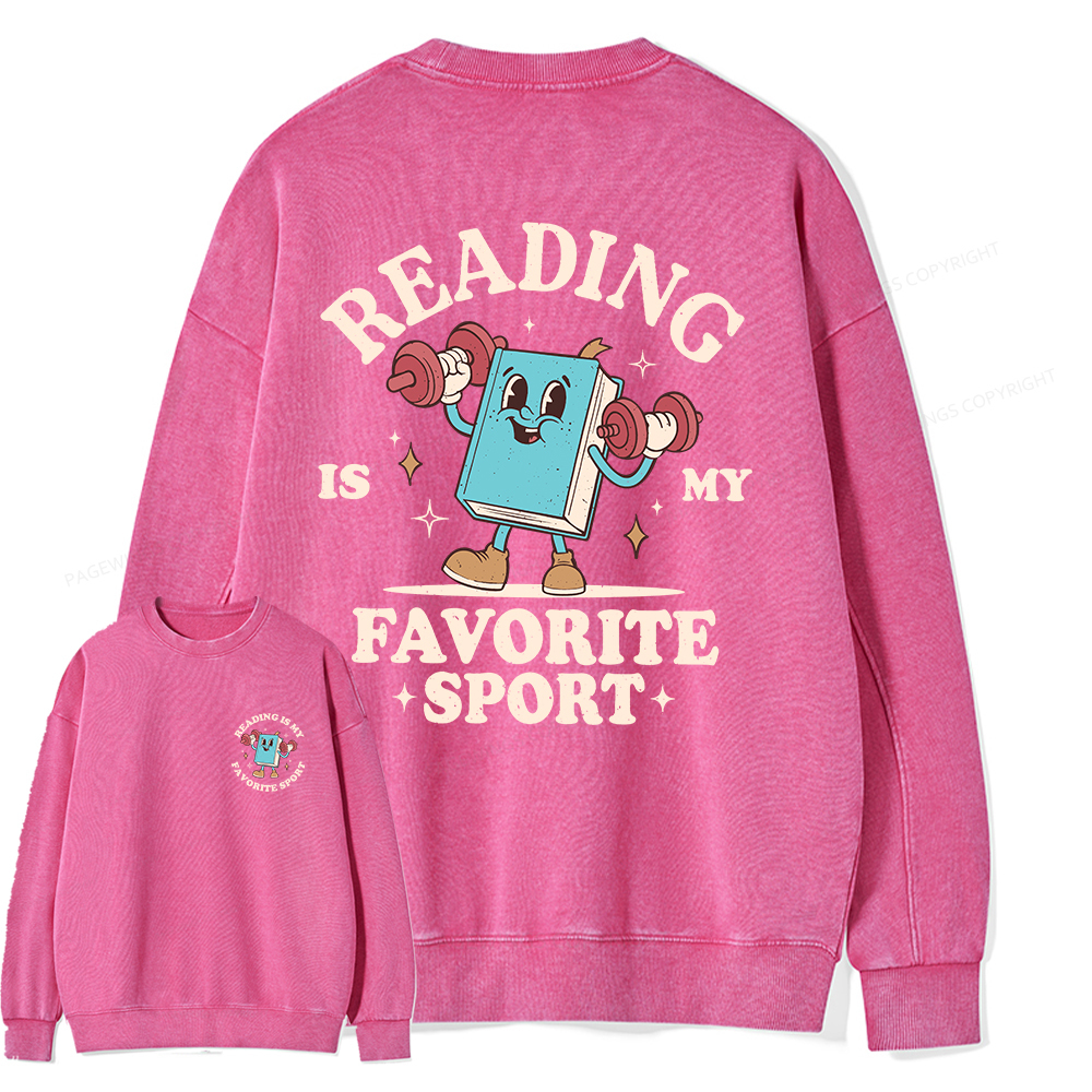 Pagewings Reading Is My Favorite Sport Unisex Washed Sweatshirt
