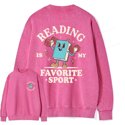 Pagewings Reading Is My Favorite Sport Unisex Washed Sweatshirt