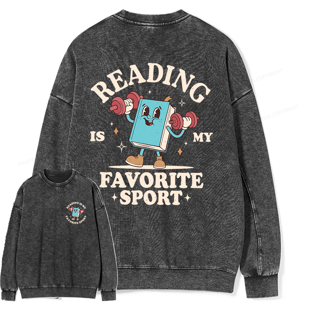 Pagewings Reading Is My Favorite Sport Unisex Washed Sweatshirt