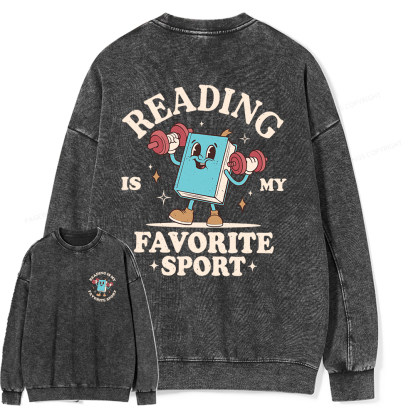 Pagewings Reading Is My Favorite Sport Unisex Washed Sweatshirt