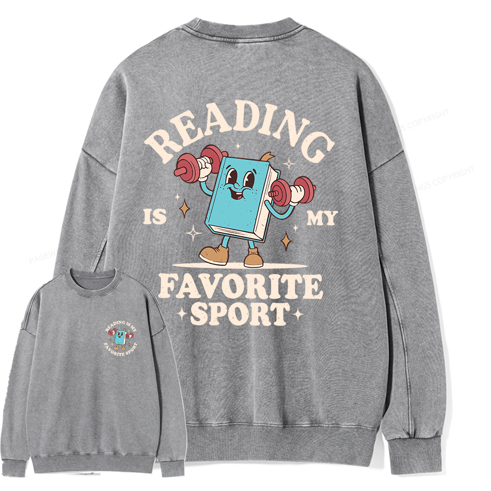 Pagewings Reading Is My Favorite Sport Unisex Washed Sweatshirt