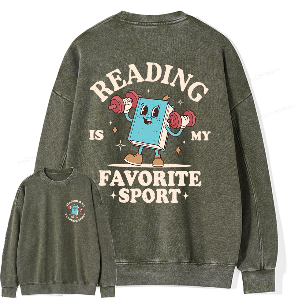 Pagewings Reading Is My Favorite Sport Unisex Washed Sweatshirt
